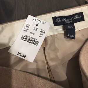 Jcrew camel NWT wool pencil skirt!! 00